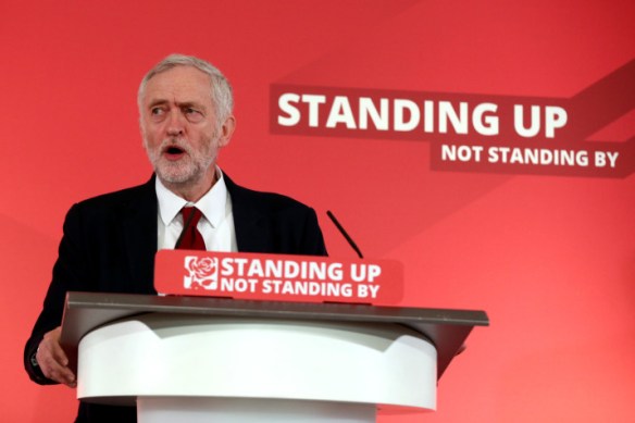 HARLOW, ENGLAND - APRIL 05: Labour leader, Jeremy Corbyn, addresses supporters and members of the media as he launches his party's local election campaign on April 5, 2016 in Harlow, England. Mr Corbyn visited the Essex town to meet supporters and to officially launch the Labour Party's local election campaign ahead of voting on May 5th. (Photo by Carl Court/Getty Images)